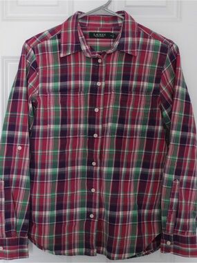 LAUREN RALPH LAUREN Women's Lizbeth Cotton Flannel Long Sleeve Shirt